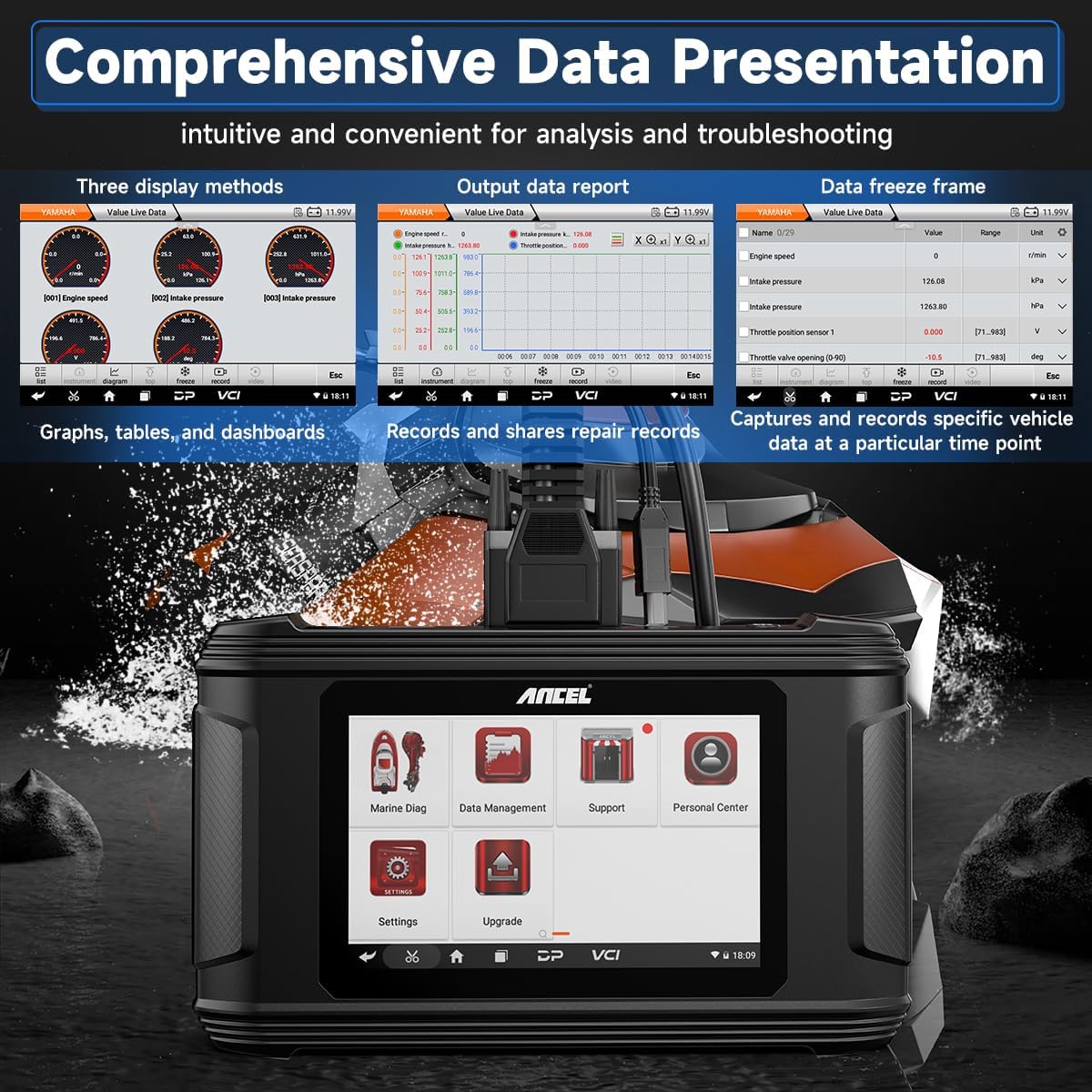 ANCEL MR500 Marine Diagnostic Tool til Yamaha (2003–2022)
