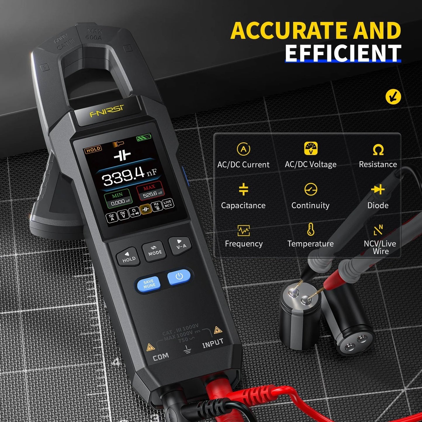 DC AC Current Clamp Meter 10000 Counts Digital Multimeter 600A Amperimetrisk Clamp Tester NCV Elektriker Værktøj