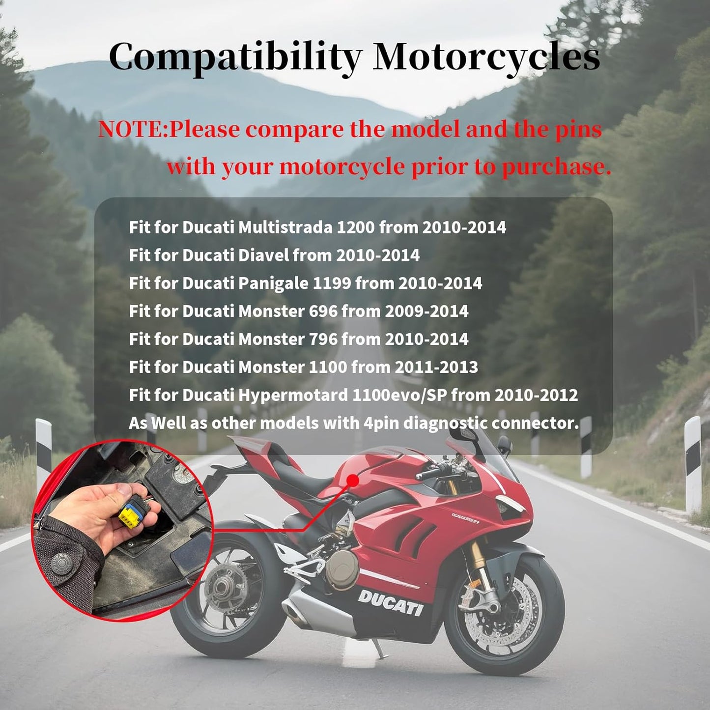 ELM 327 OBD2 USB V1.4 Adapter kabel til JPDiag Melcodiag M3C9 Software med Ducati 4-bens OBD2 Adapter