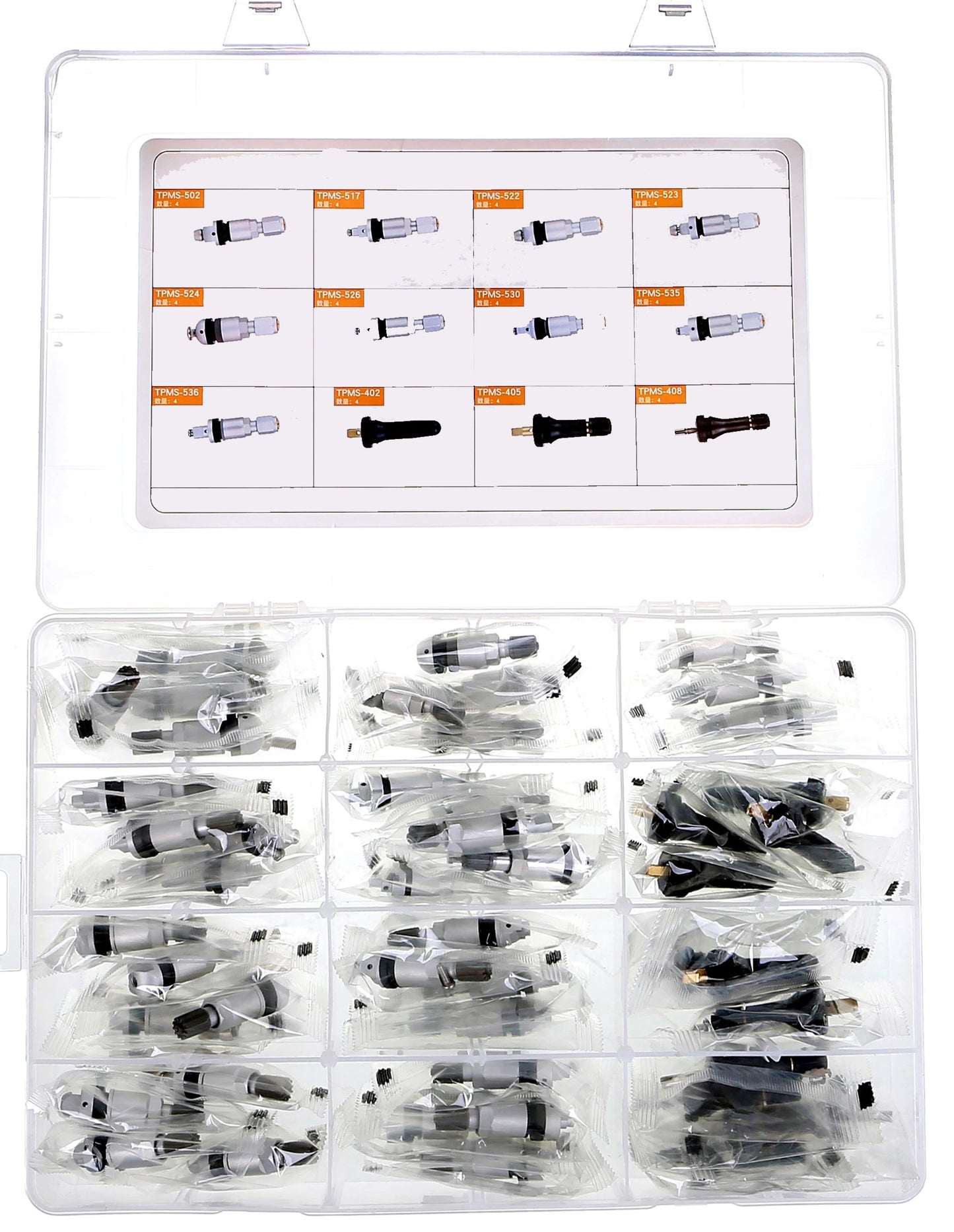 12 slags 4 stk. hver TPMS ventil dæk tryk sensor ventiler metal gummi reparations sæt til alle biler