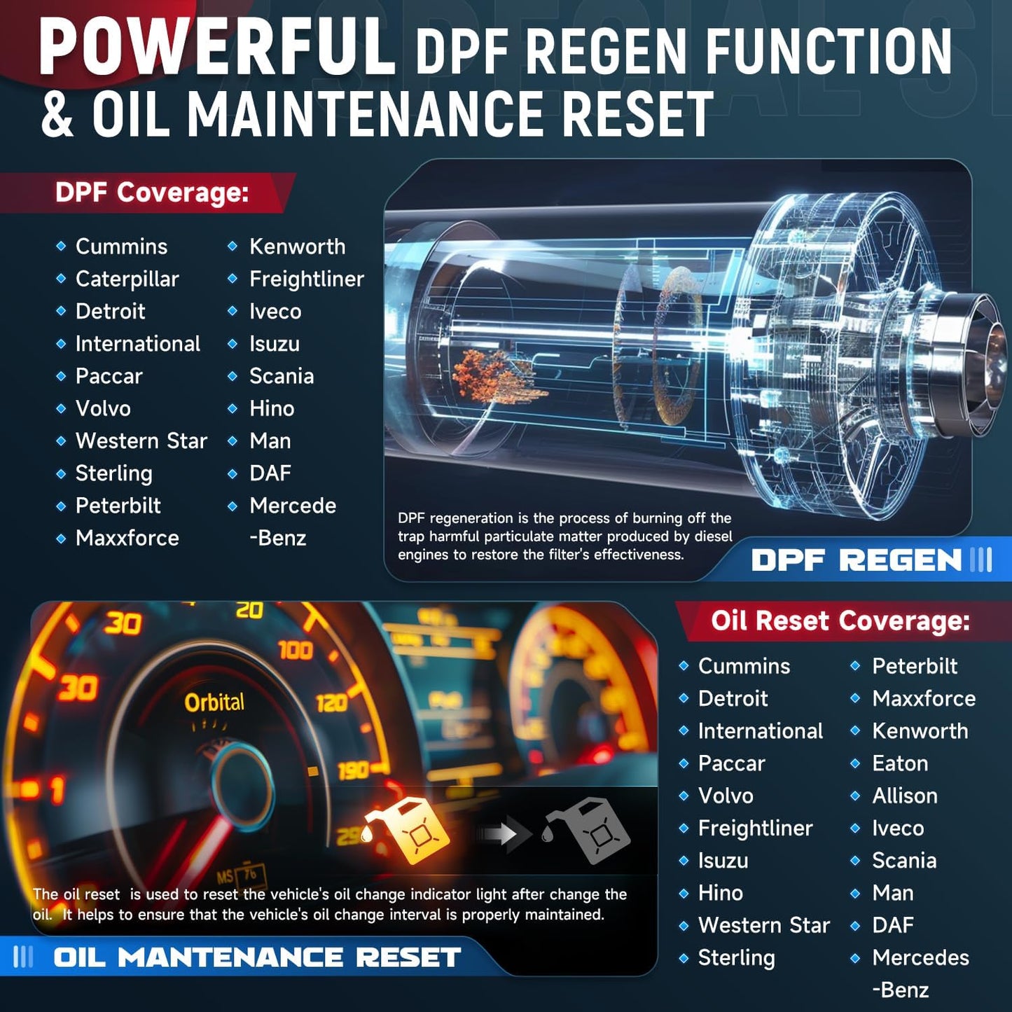 LAUNCH CRP129 HD Heavy Duty Truck Scanner, DPF Regen, Full System Diesel Diagnostic Scan Tool