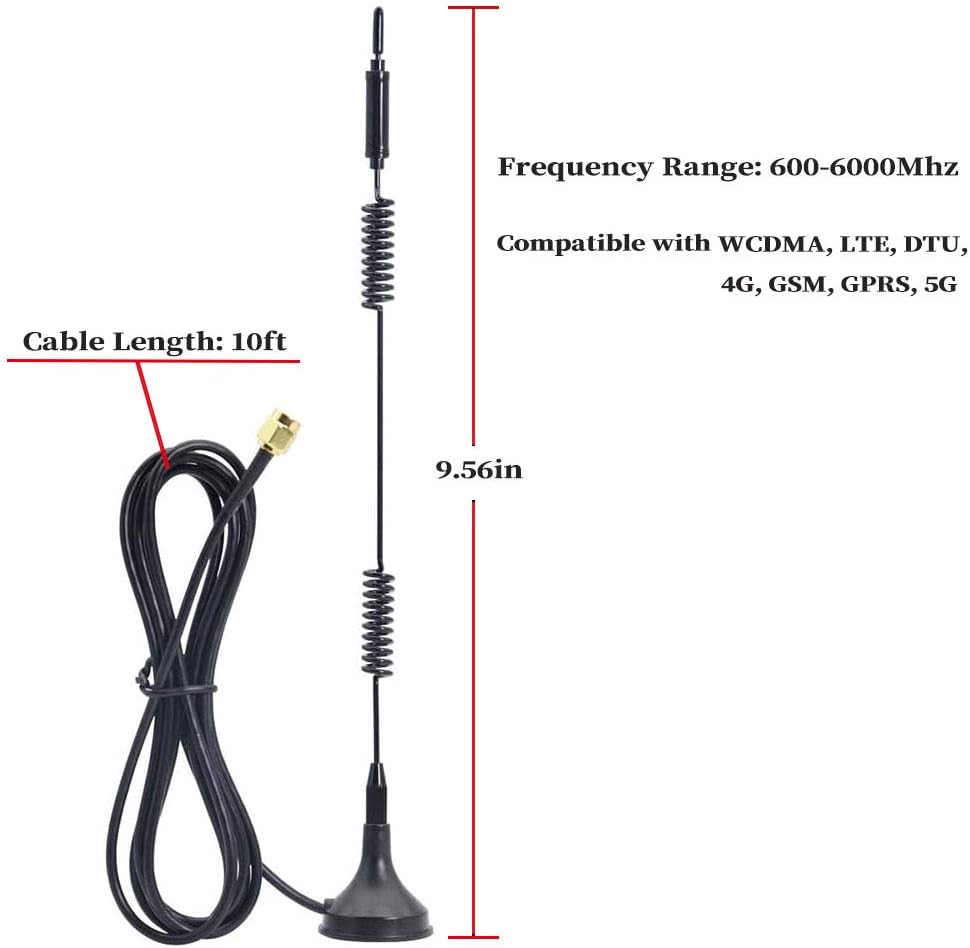 Dual Band WiFi 2.4GHz 5GHz 5.8GHz 12dBi 4g antenne magnetisk base SMA han antenne - LifafaDenmark Aps