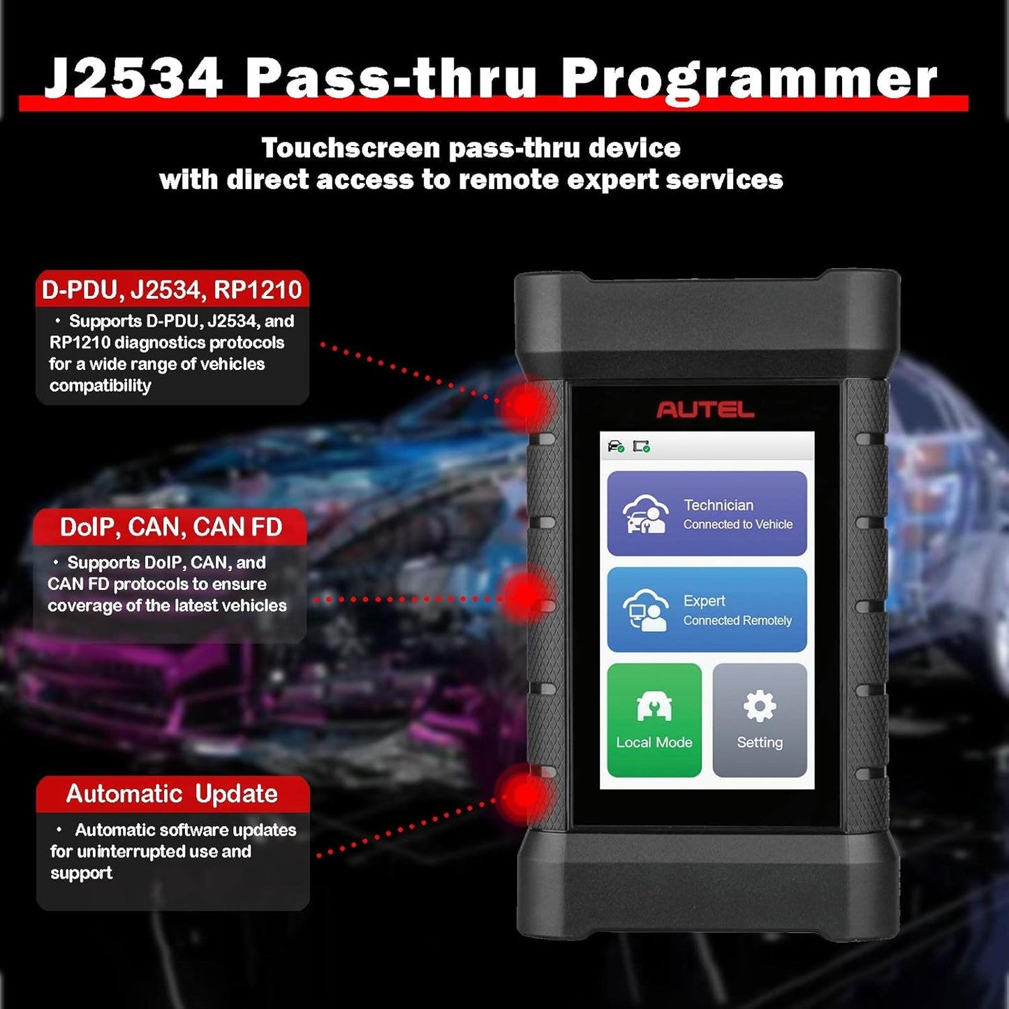 Autel VCI MaxiFlash Xlink J2534 Reprogramming Tool Supports DoIP/CAN/CAN FD/D-PDU/J2534/RP1210