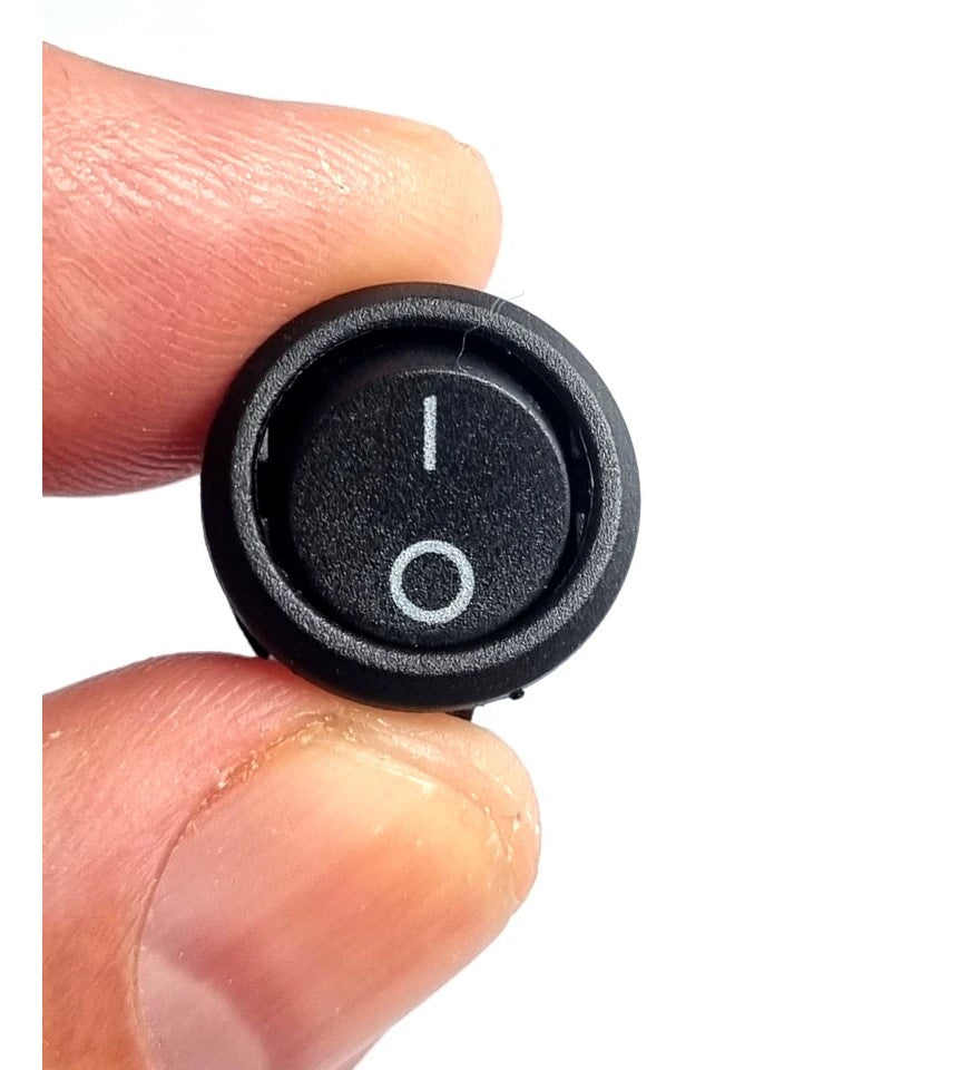 On/Off vippe kontakter SPST 2-benet 16mm rund sort 250VAC 3A bil båd 12V - LifafaDenmark Aps