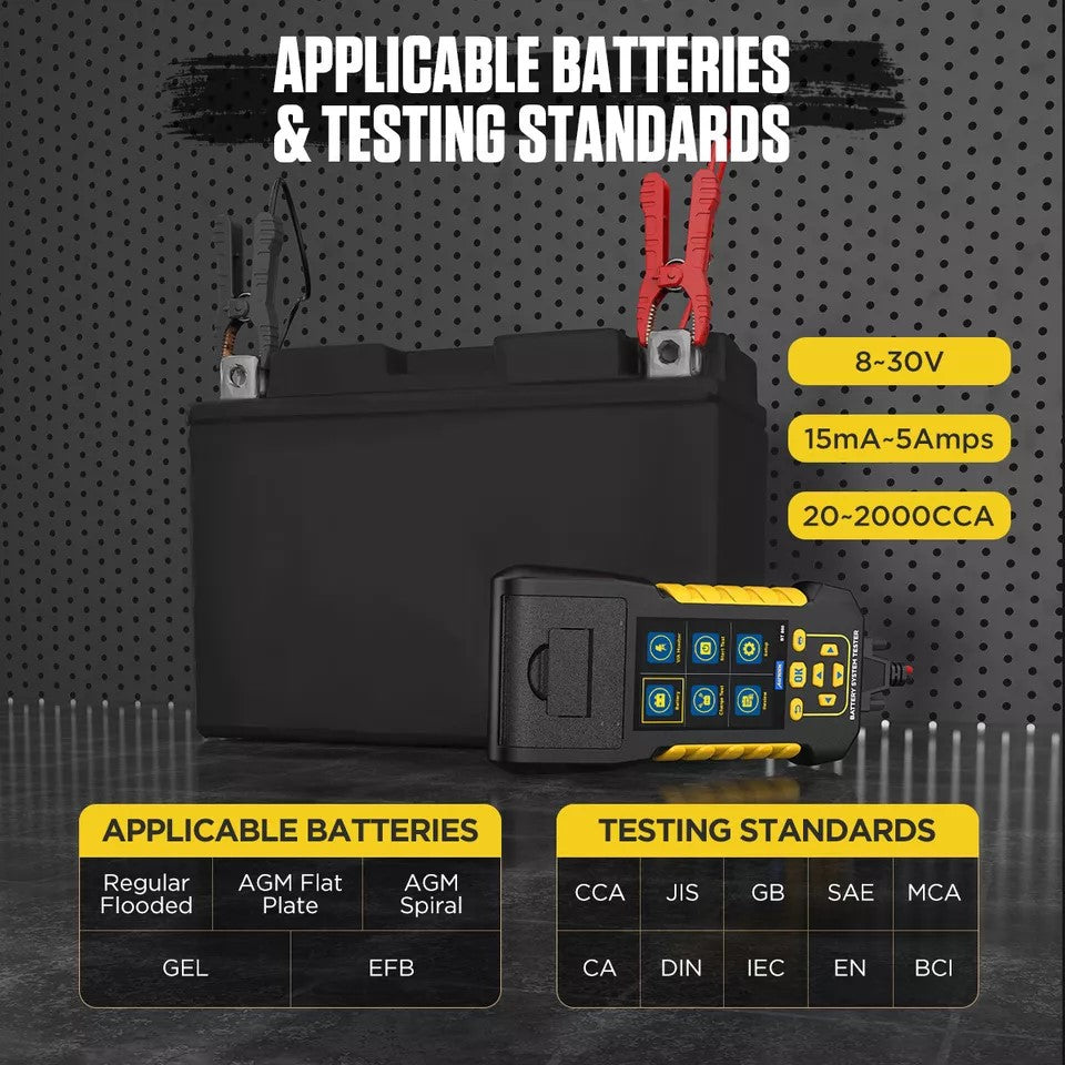 Bil Batteri Tester 12V - 24V Start belastning Opladnings test VA Monitor 2000CCA - LifafaDenmark Aps