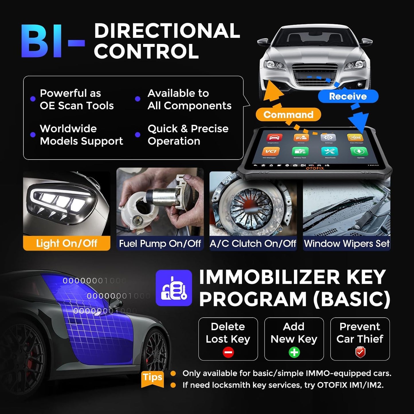 OTOFIX D1 Max Car Scan Tool Bi-Directional, ECU-kodning, 40+ tjenester, komplet system diagnostik, DoIP & CAN FD