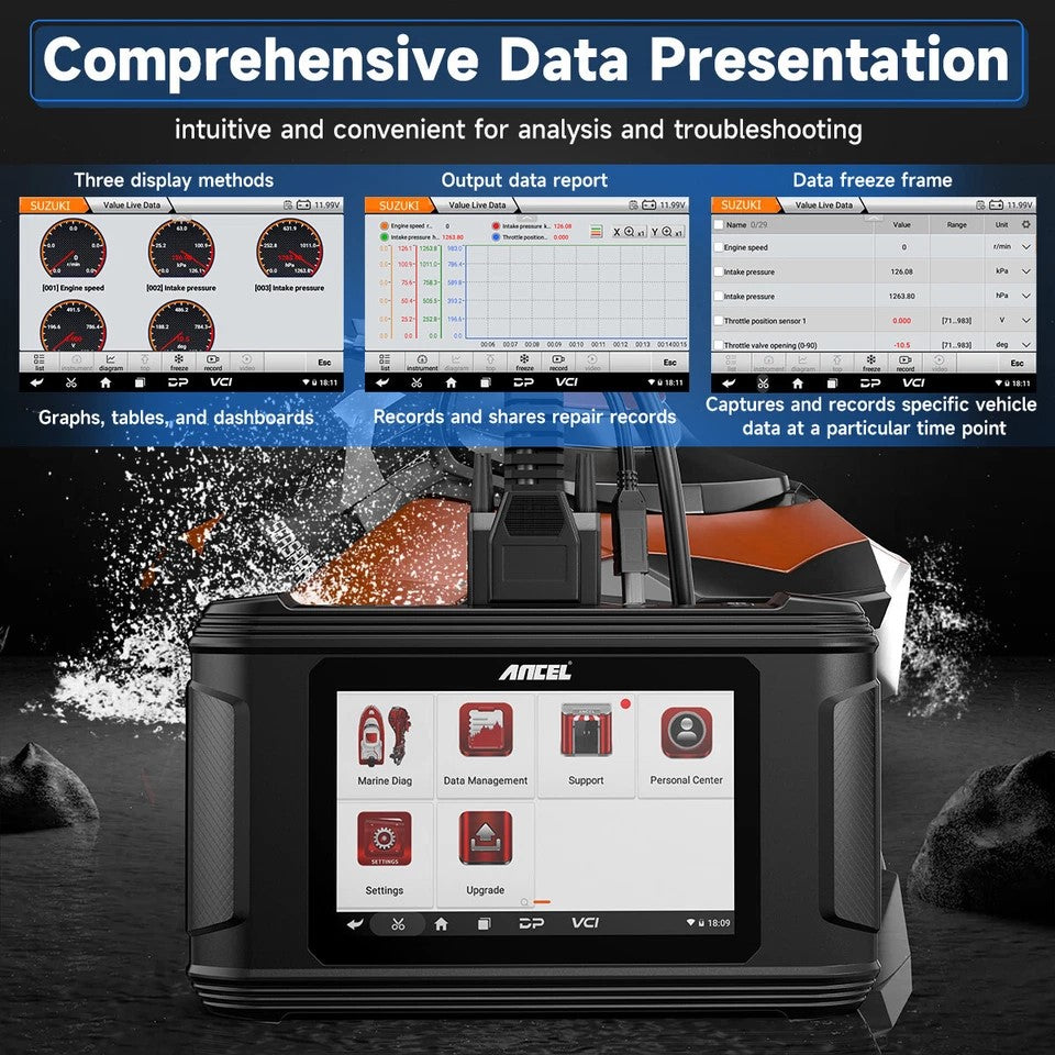 ANCEL MR500 Marine Diagnostic Tool til Suzuki (1998–2022)