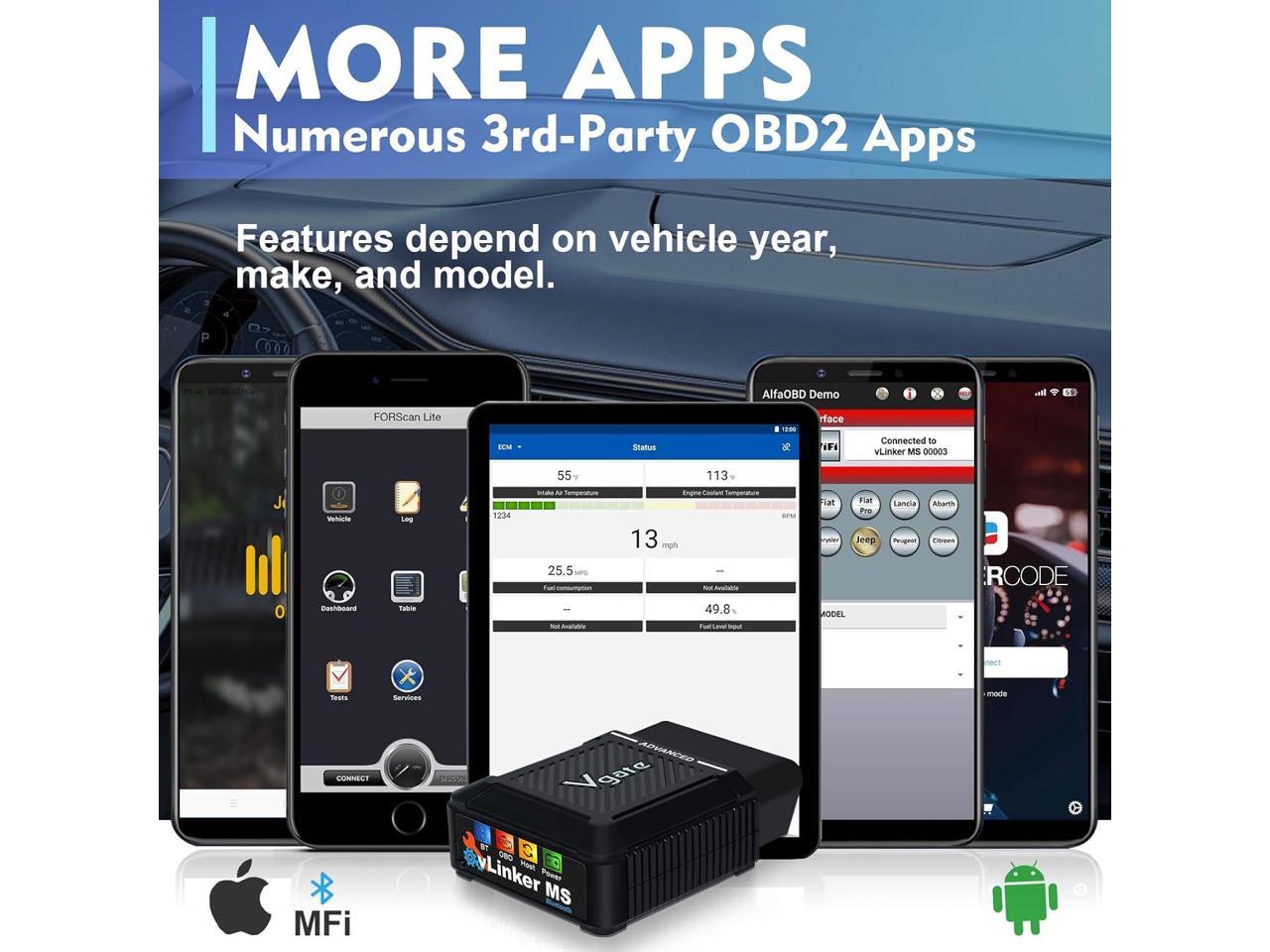 Vgate vLinker MS Bluetooth OBD2 til iPhoneiOS, Android og Windows, understøtter flere CAN-protokoller (GMLAN, MS CAN, CH CAN, LS CAN)