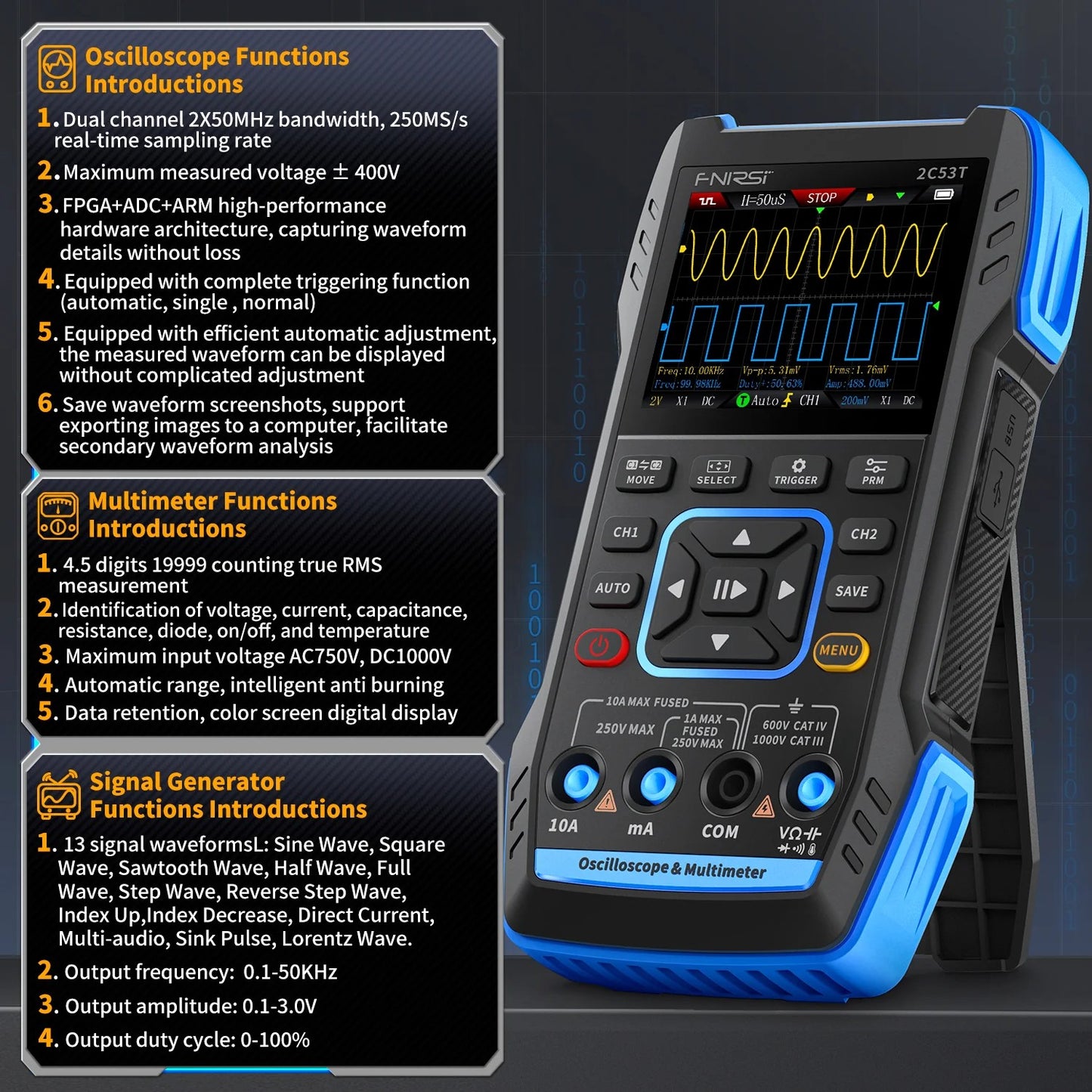 3 IN1 digital oscilloskop multimeter DDS Generator