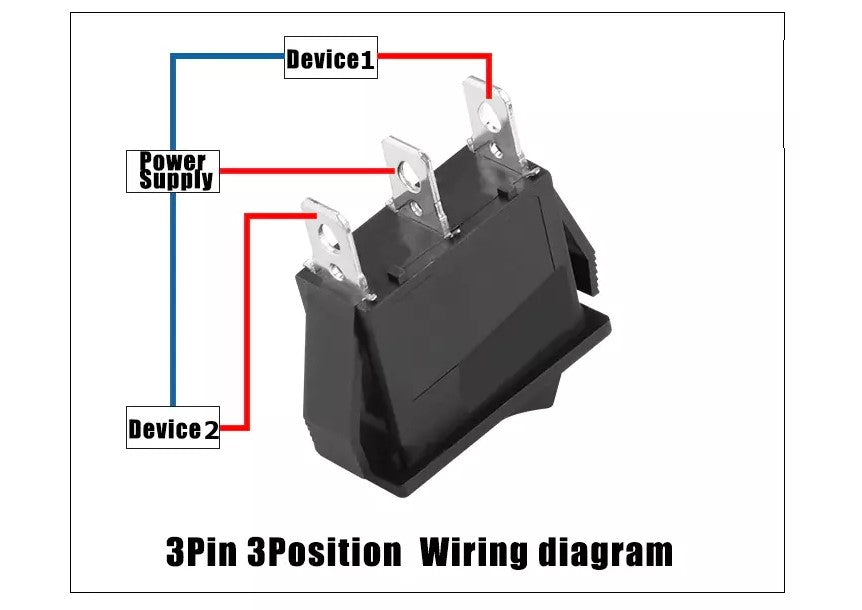 On Off On Vippekontakt 3 Positioner SPDT Rektangulær Sort Til Bil Instrumentbræt Båd 12V - LifafaDenmark Aps