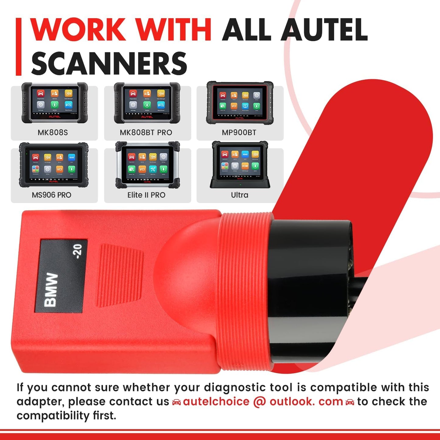 Autel OBDI til OBDII BMW 20 pin adapter - LifafaDenmark Aps