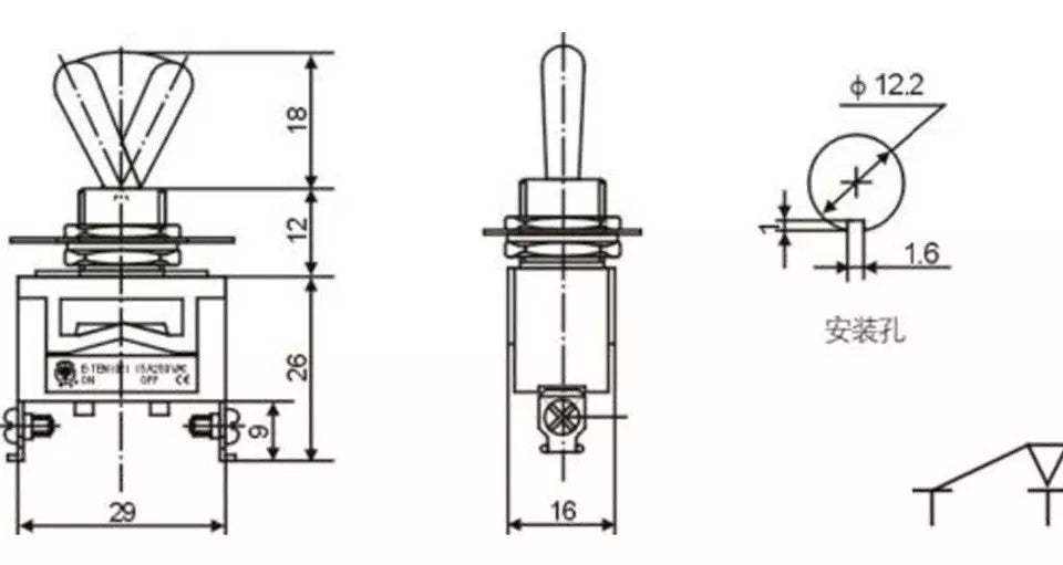 Kraftig tænd - sluk vippekontakt 2 positioner SPST 15A 250Vac til bil, instrumentbræt, båd 12V - LifafaDenmark Aps