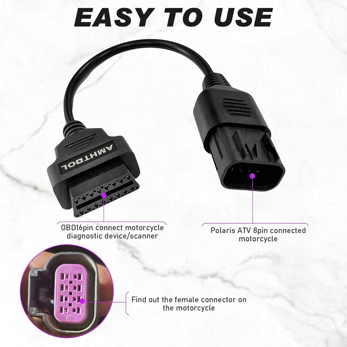 8 bens til 16 bens OBD2-adapter til Polaris RZR XP1000 og Sportsman 570/850