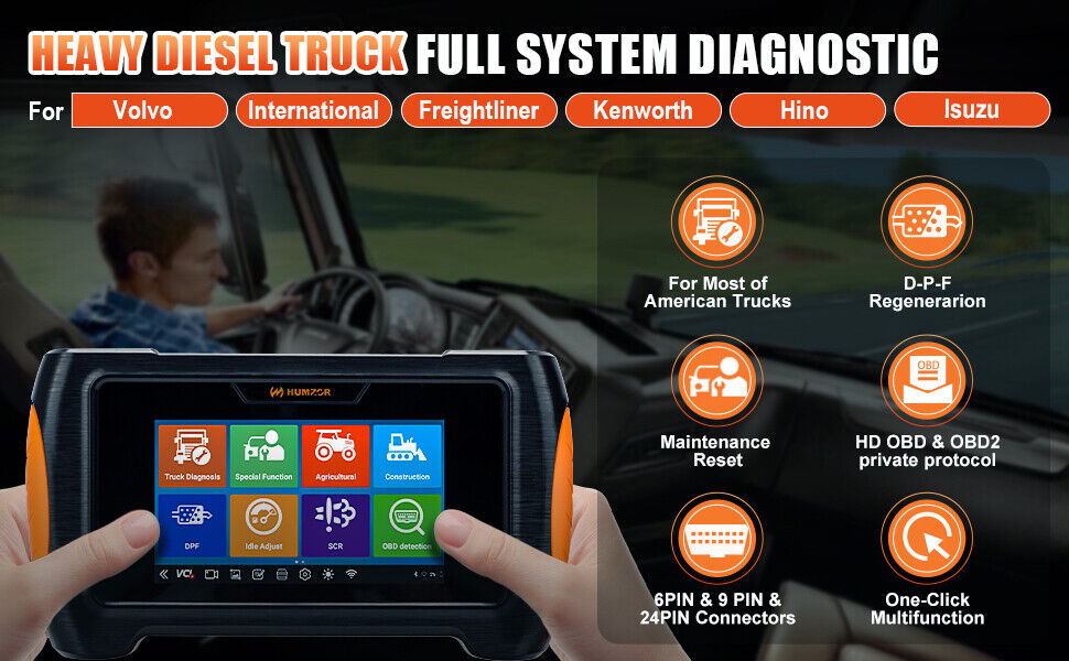 Humzor Np816 Fuldt system diagnose værktøj til 12-24V lastbiler OBD2