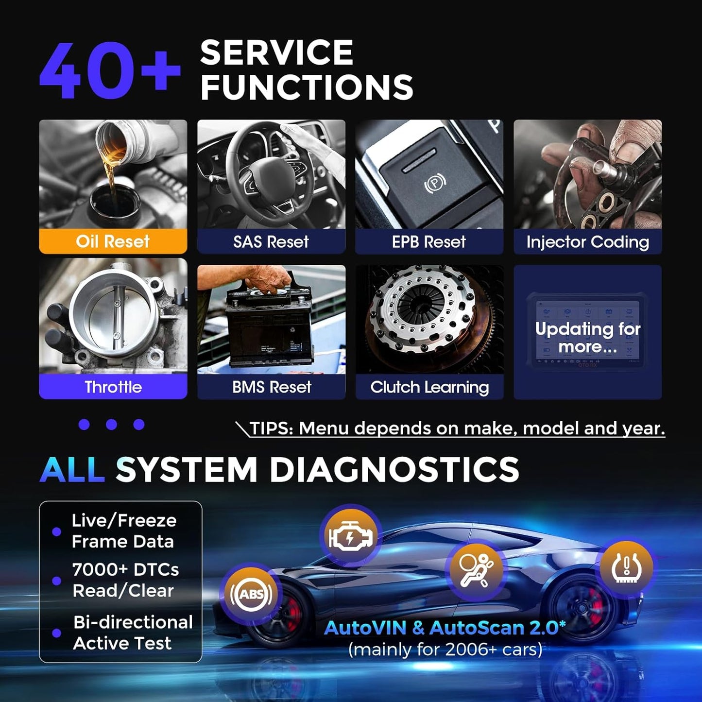 OTOFIX D1 Max Car Scan Tool Bi-Directional, ECU-kodning, 40+ tjenester, komplet system diagnostik, DoIP & CAN FD