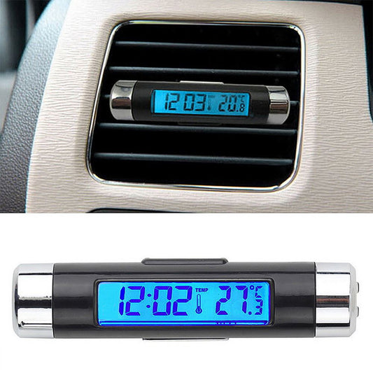 Luftventil digitalt termometer Ur LCD Display Blå Mini Clip Temperatur Tid - LifafaDenmark Aps