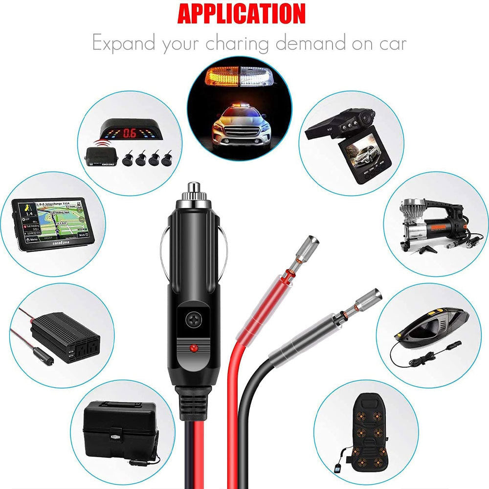 12V 24V kraftig han stik til cigaret tænder til bil, strøm forsynings kabel - LifafaDenmark Aps