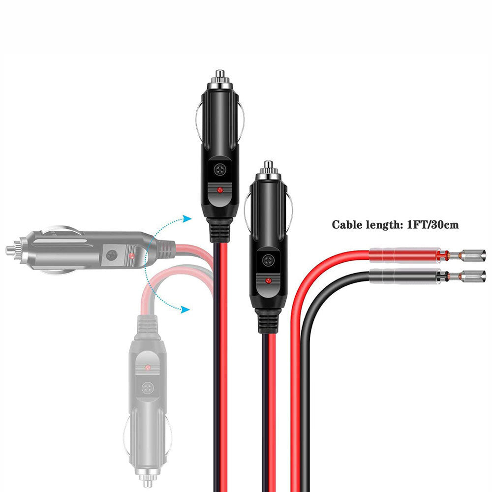 12V 24V kraftig han stik til cigaret tænder til bil, strøm forsynings kabel - LifafaDenmark Aps