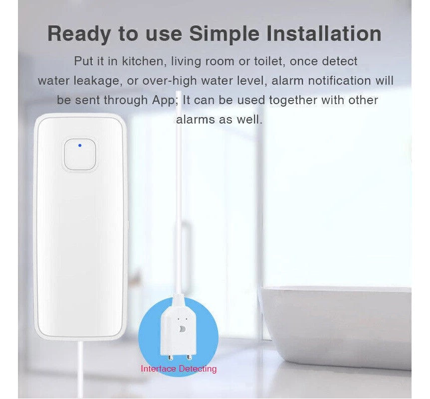 WIFI IP Vand lækage Overløbs advarsels sensor Alarm Oversvømmelses lækage detektor + TUYA APP - LifafaDenmark Aps