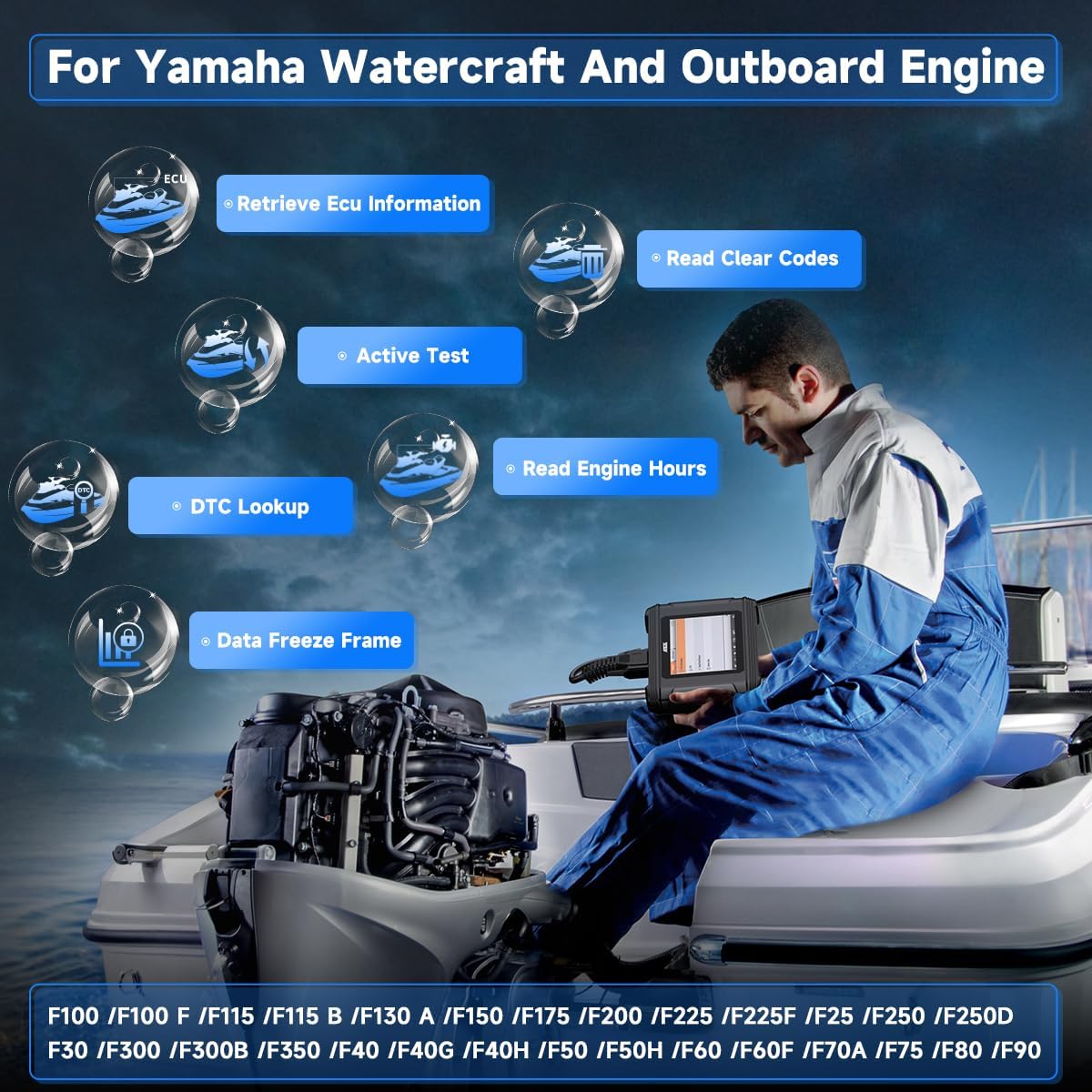 ANCEL MR500 Marine Diagnostic Tool til Yamaha (2003–2022)