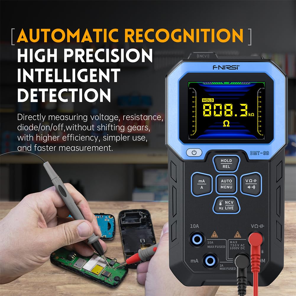 Digitalt multimeter 10000 tæller intelligent spændings måler detektor med 2,4 tommer TFT til AC-DC spændings strøm NCV