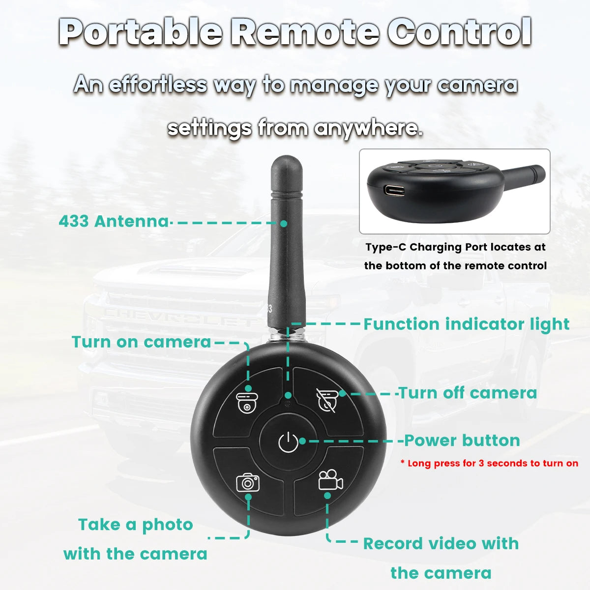 WiFi Trådløst Solar HD 1080P Bakkamera med Indbygget 4800mAh Batteri - LifafaDenmark Aps