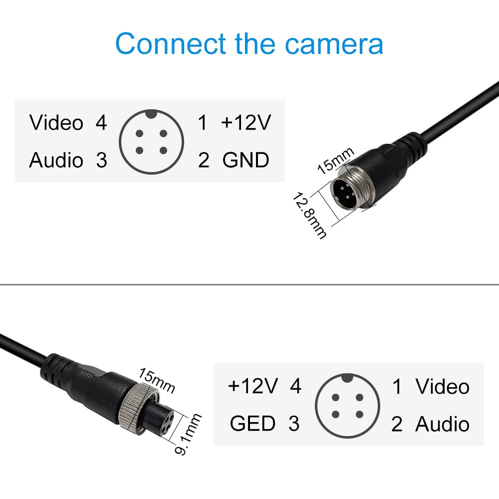4-benet Aviation Video forlænger kabel, backup kamera forlænger kabel til bil, trailer, bus, lastbil