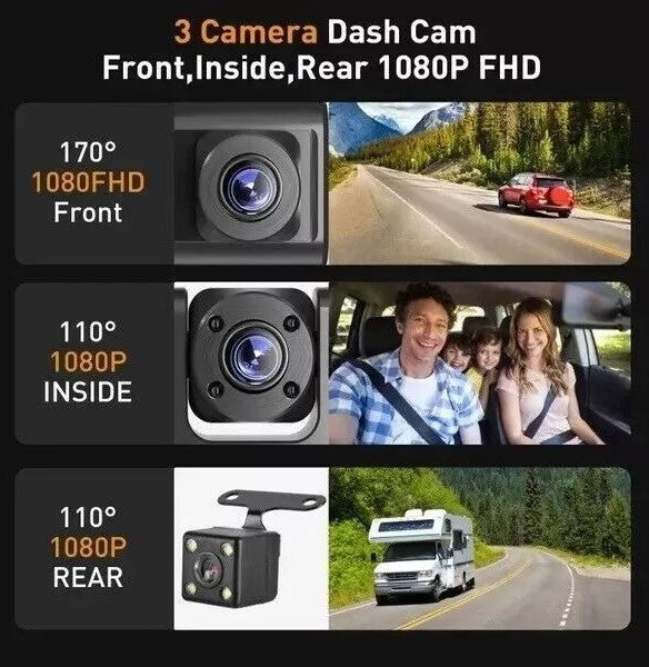 Dash Cam Bil Dual Lens HD 1080P Forre Bag Indvendig Video Recorder Kamera - LifafaDenmark Aps