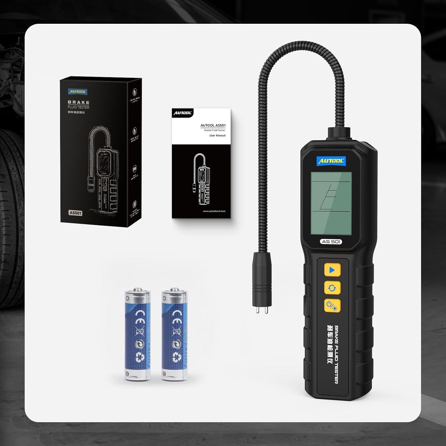 AUTOOL AS501 Brake Fluid Tester, Brake Fluid Moisture Detector with 10-Inch Corrosion Resistance Prob - LifafaDenmark Aps