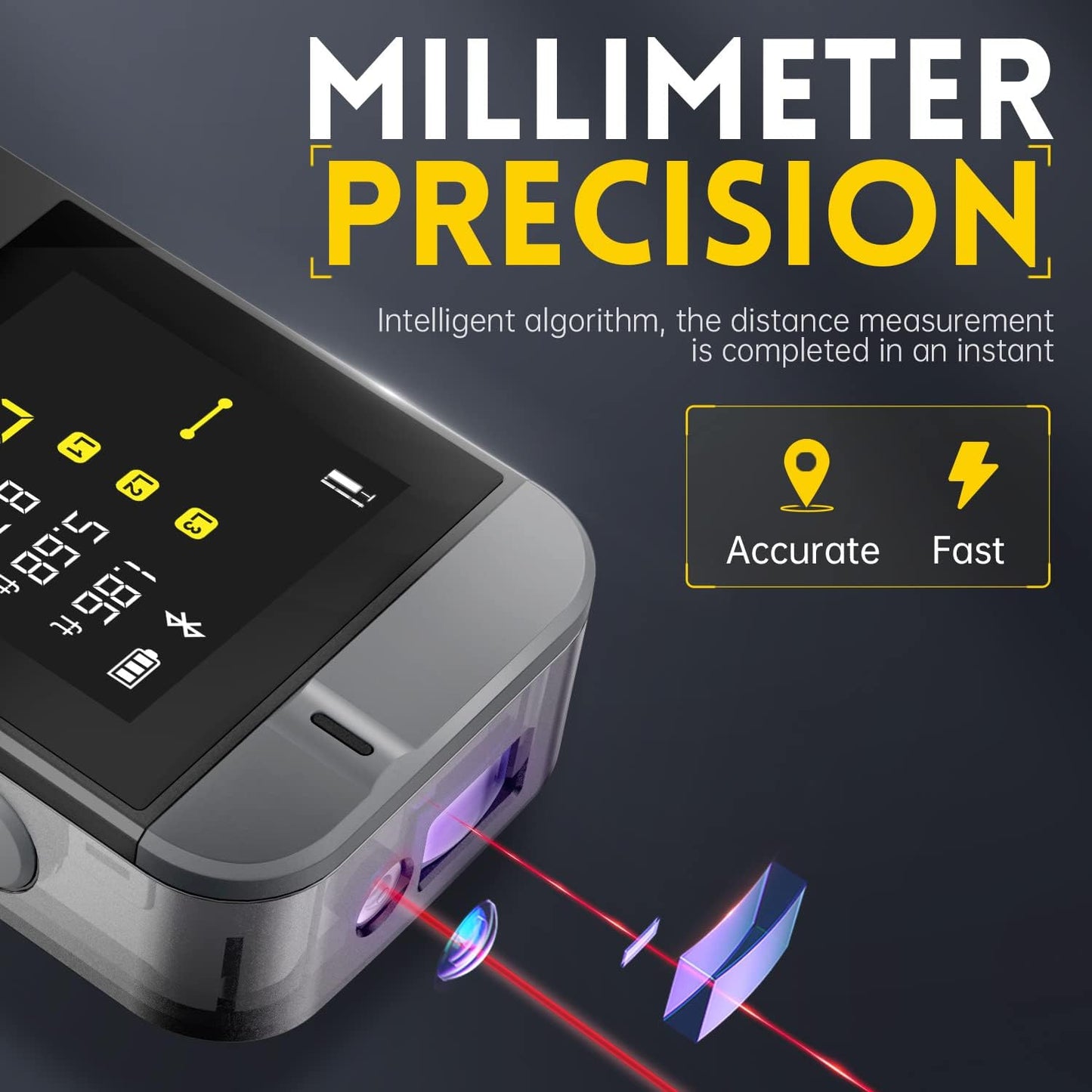 Smart Afstands måler Laser 40M målebånd digitalt afstands måler sæt