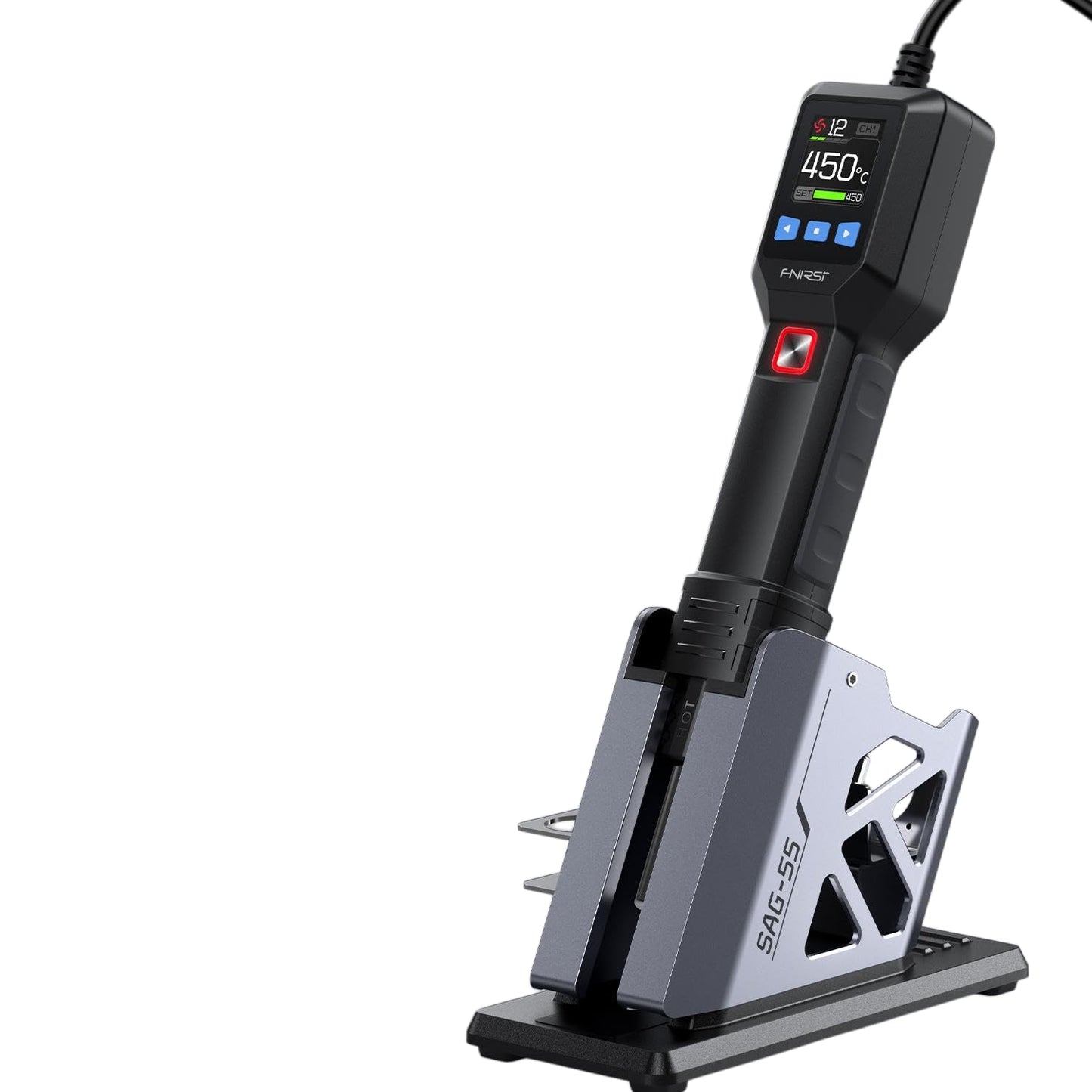 FNIRSI SAG-55 Mikro Varmluftpistol 550W Med Stativ BGA Rework LCD Digital Hårtørrer Loddevarme pistol - LifafaDenmark Aps