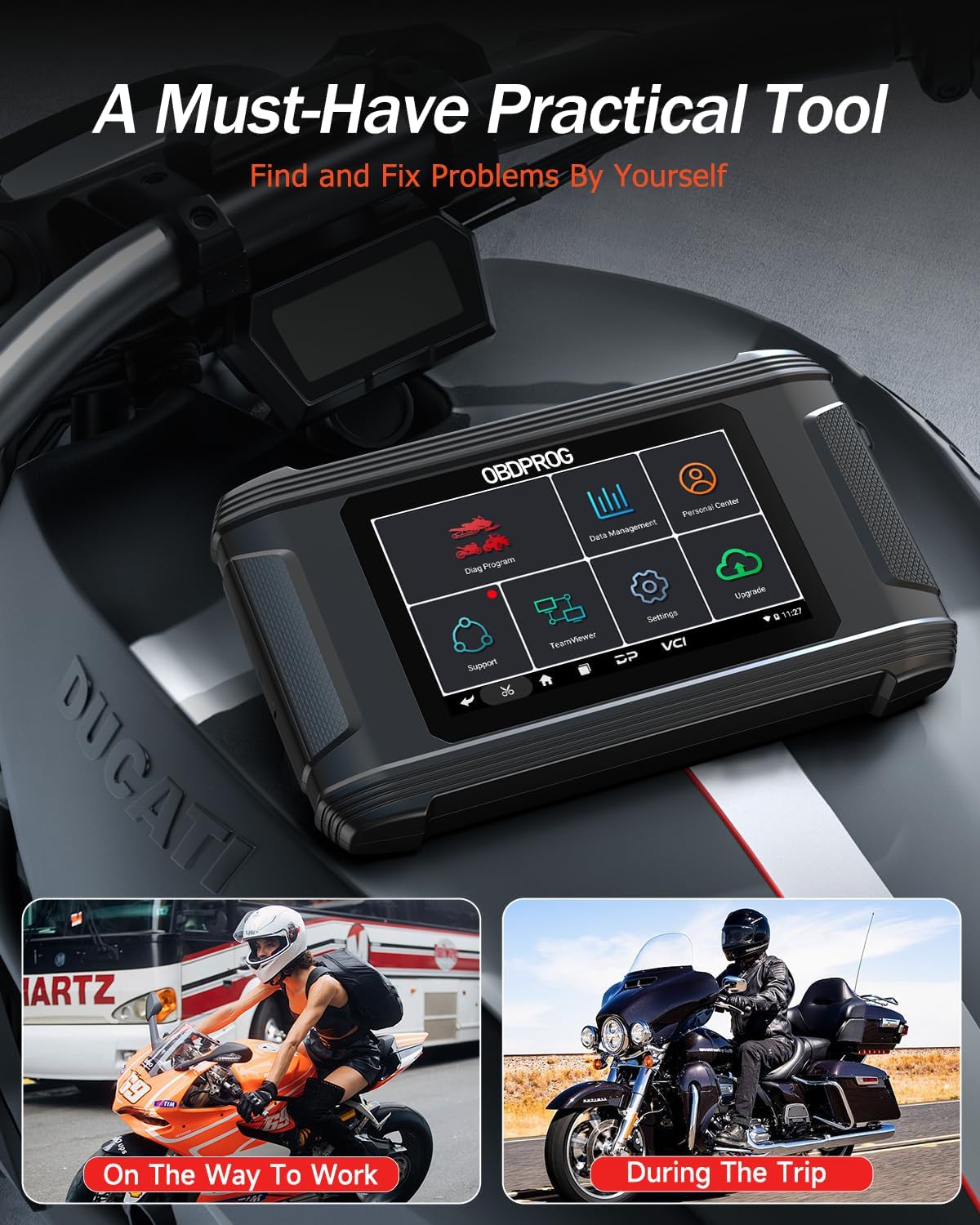 OBDPROG Moto 100 motorcykel diagnose værktøj til Harley, Honda, Yamaha, Polaris, BRP, Indian og Victory - LifafaDenmark Aps