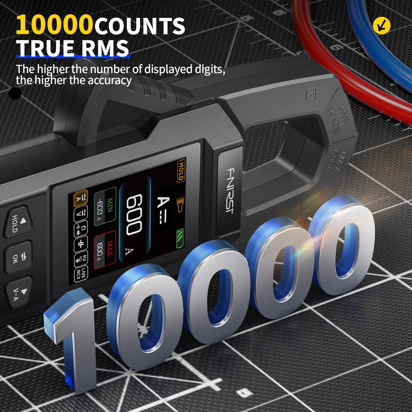 DC AC Current Clamp Meter 10000 Counts Digital Multimeter 600A Amperimetrisk Clamp Tester NCV Elektriker Værktøj