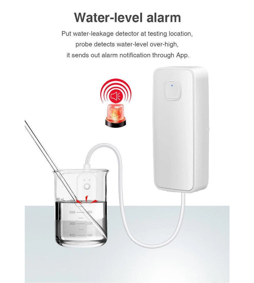 WIFI IP Vand lækage Overløbs advarsels sensor Alarm Oversvømmelses lækage detektor + TUYA APP - LifafaDenmark Aps