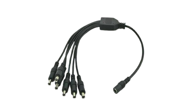 CCTV strøm splitter kabel til kamera 12V DC 2,1mm hun til 2, 4, 6 eller 8 veje - LifafaDenmark Aps