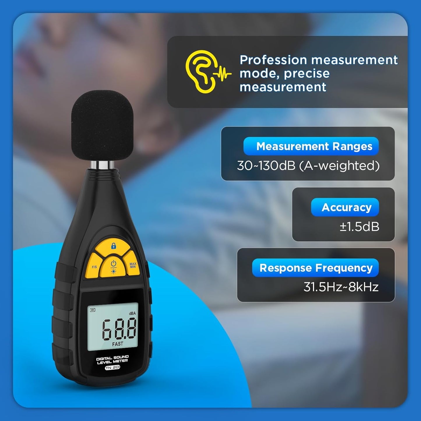 Autool TN201 Decibel måler Lyd niveau måler Støj decibel måler - LifafaDenmark Aps