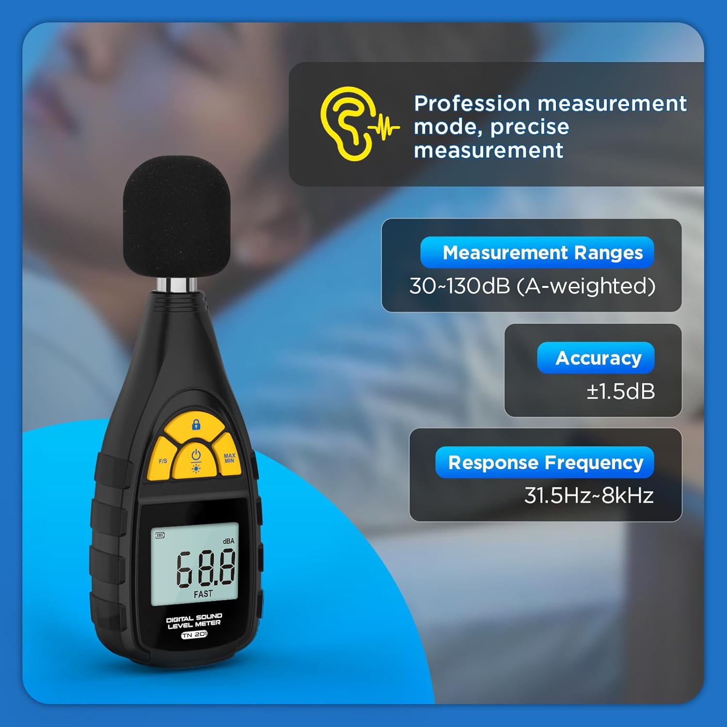 Autool TN201 Decibel måler Lyd niveau måler Støj decibel måler - LifafaDenmark Aps
