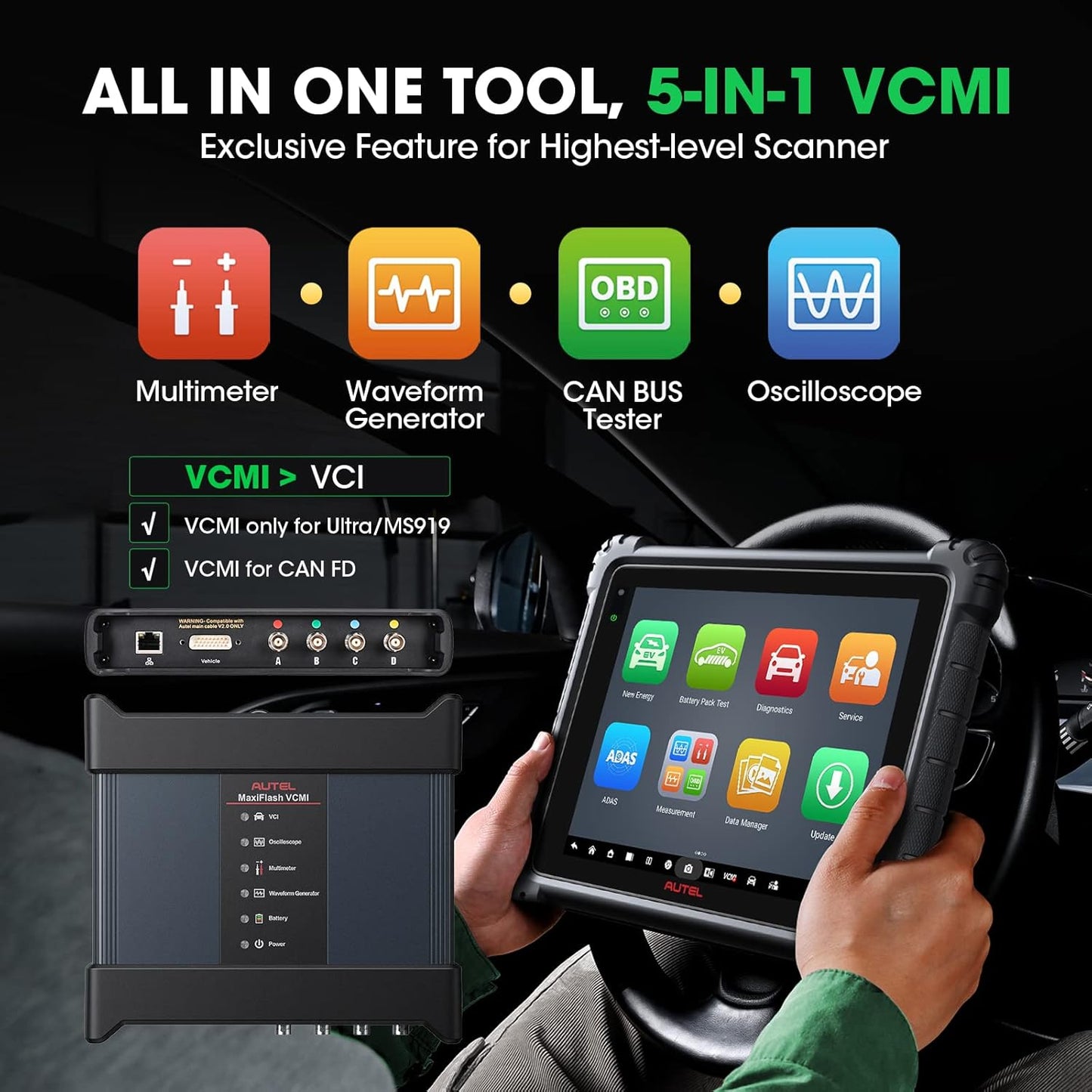 Autel MaxiSYS Ultra EV scanner med EVDiag-kit, højspændings system&nbsp; og batteri pakke analyse, 5-i-1 VCMI, ECU-programmering - LifafaDenmark Aps