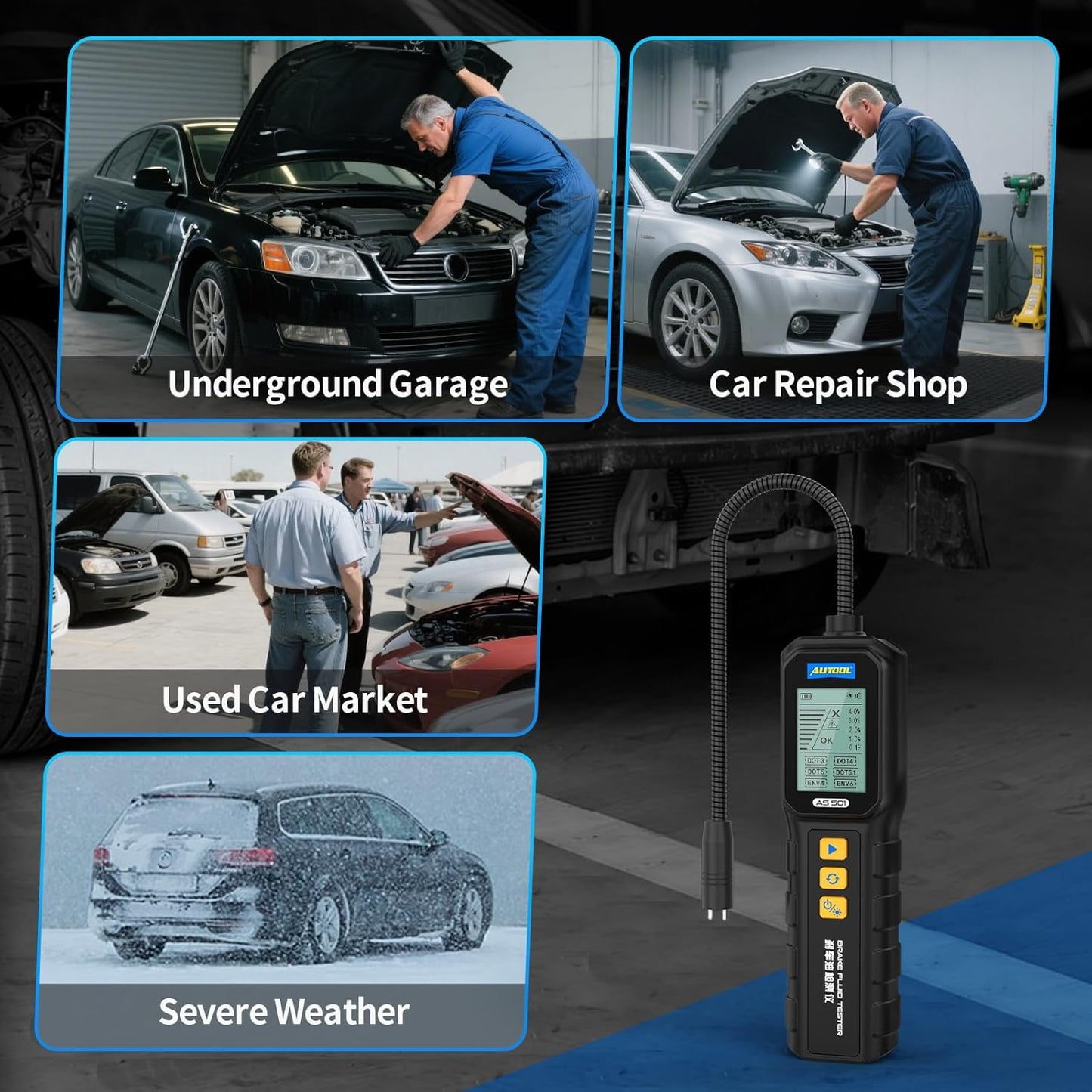AUTOOL AS501 Brake Fluid Tester, Brake Fluid Moisture Detector with 10-Inch Corrosion Resistance Prob - LifafaDenmark Aps
