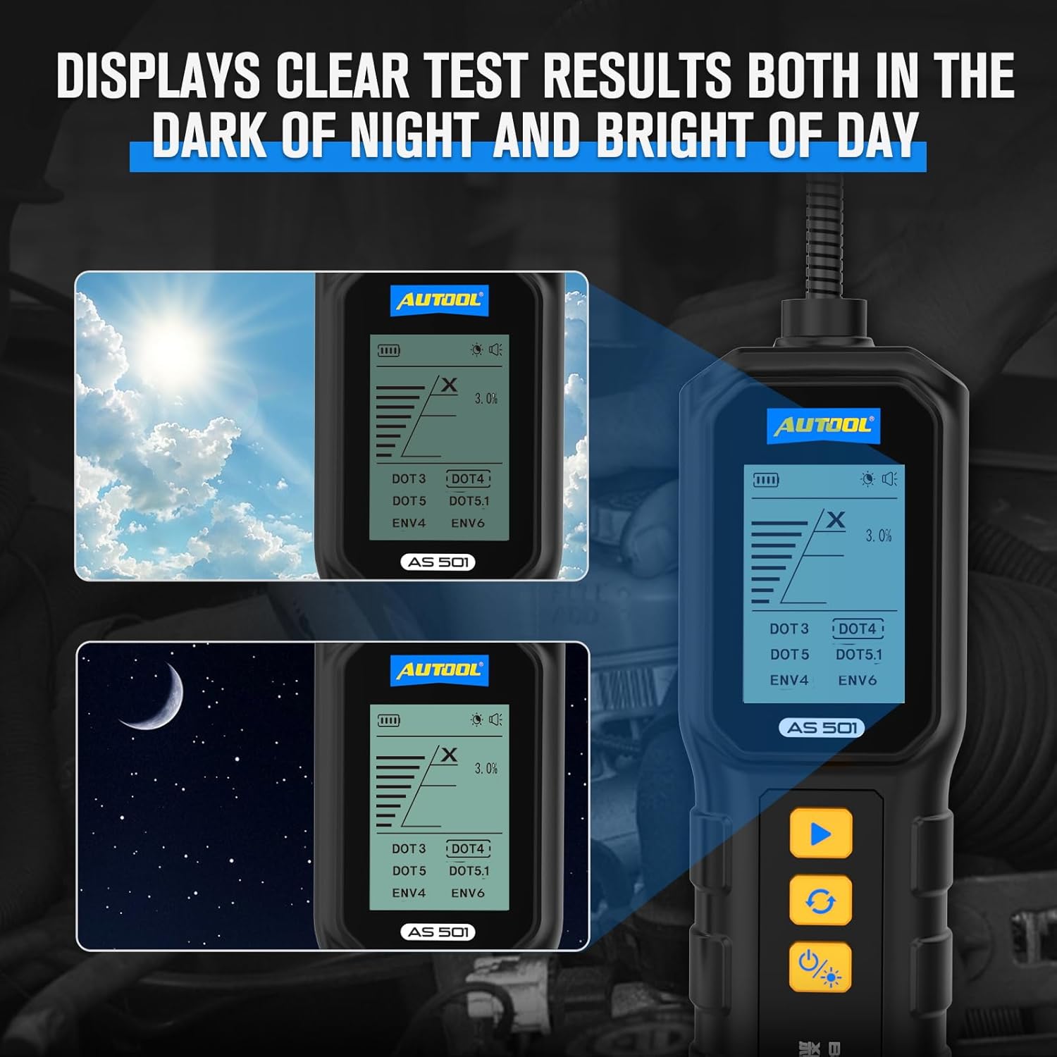 AUTOOL AS501 Brake Fluid Tester, Brake Fluid Moisture Detector with 10-Inch Corrosion Resistance Prob - LifafaDenmark Aps