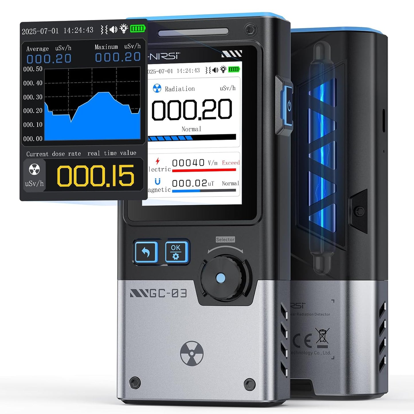 FNIRSI GC-03 3-i-1 elektromagnetisk nuklear strålings detektor digital EMF-meter - LifafaDenmark Aps