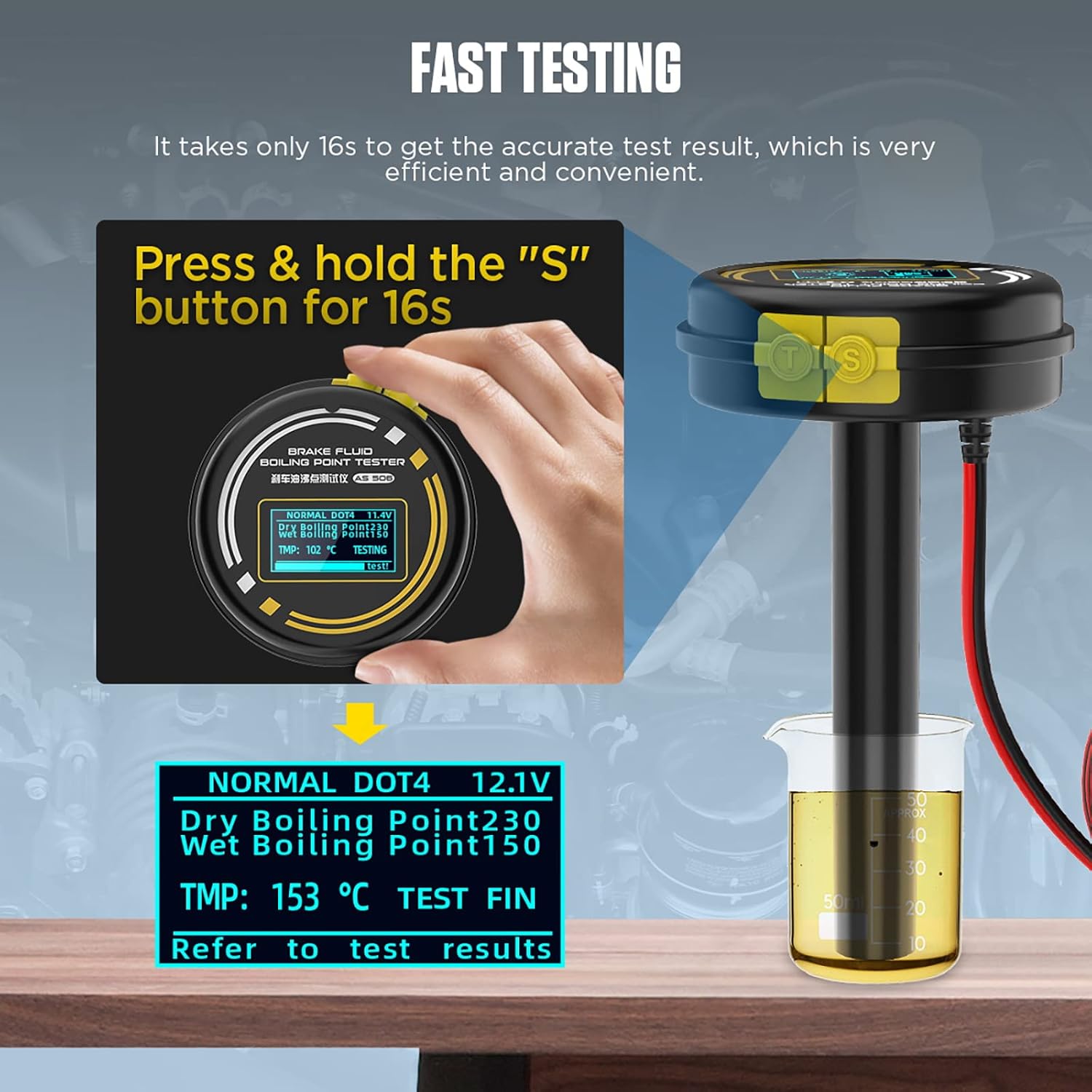 Bremse væske kogepunkts tester Autool AS506 Dobbelt tilstands værktøj til bil bremse systemer - LifafaDenmark Aps