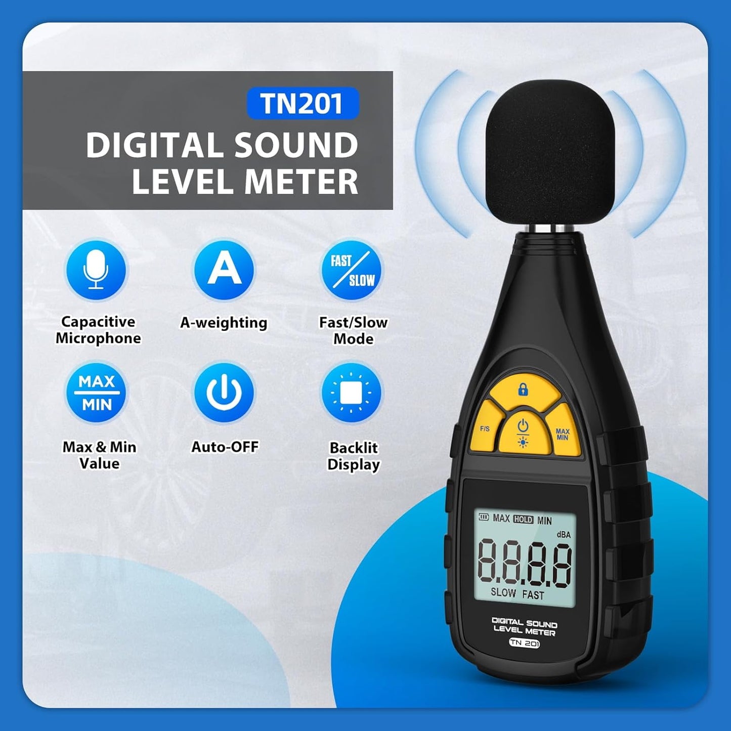 Autool TN201 Decibel måler Lyd niveau måler Støj decibel måler - LifafaDenmark Aps