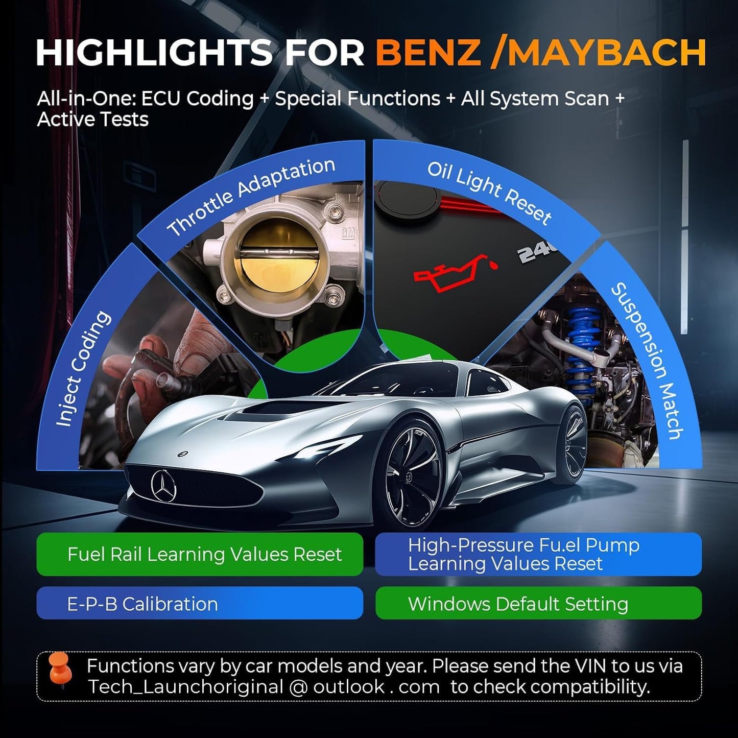 LAUNCH X431 Creader Elite 2.0 BBA OBD2 bil scanner til BMW, Mercedes-Benz, VW, Audi, Maybach, Mini, RollsRoyce - LifafaDenmark Aps