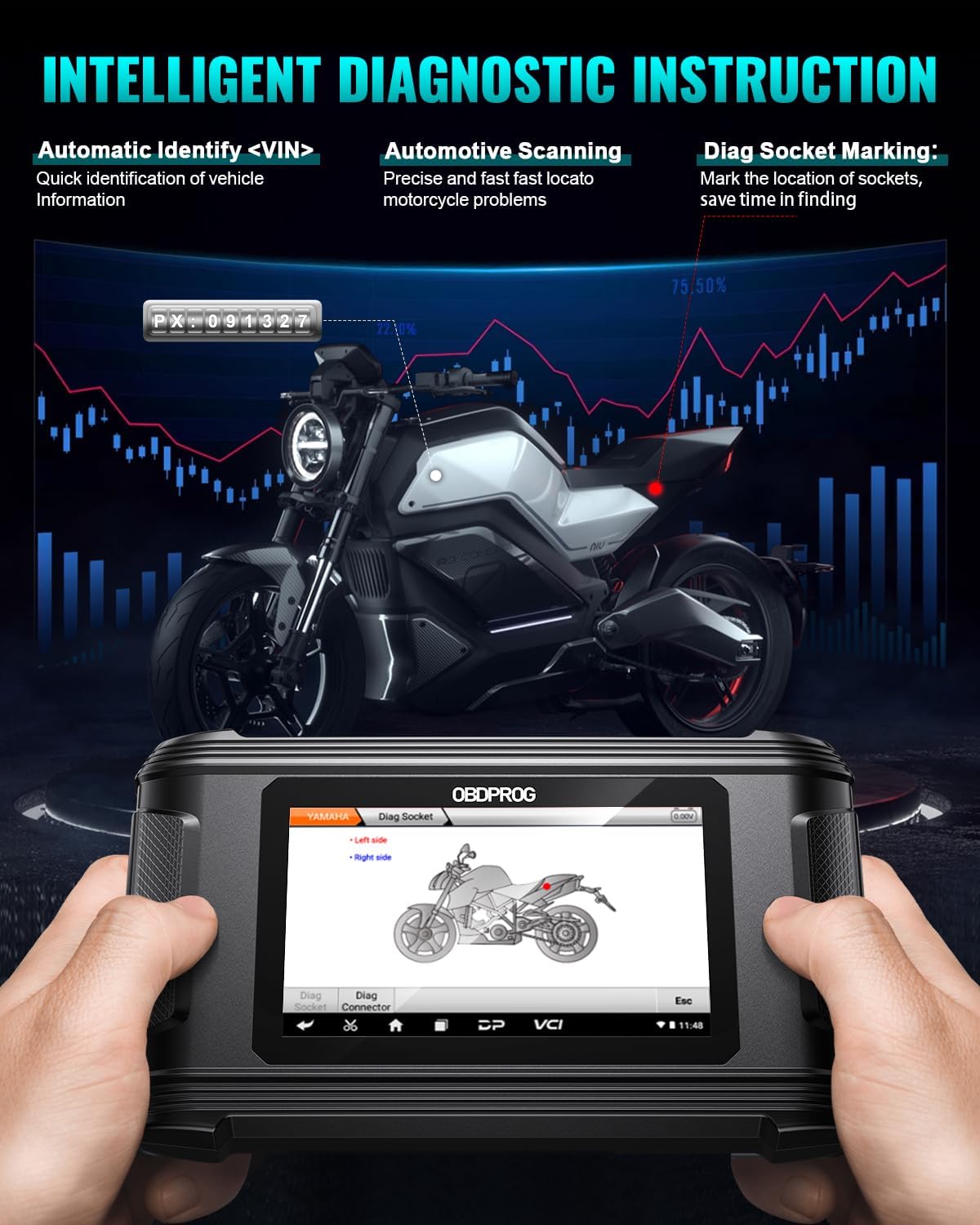 OBDPROG MOTO100 Motorcykel ECU Kodning Programmering Scanner Diagnostic Tool - LifafaDenmark Aps