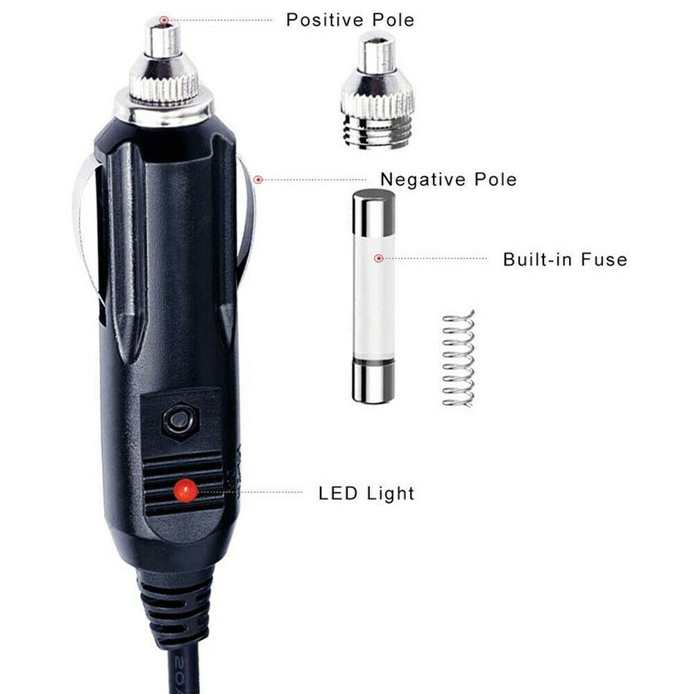12V DC oplader strømforsynings kabel ledning cigaret tænder stik 5,5 mm x 2,1 mm - LifafaDenmark Aps