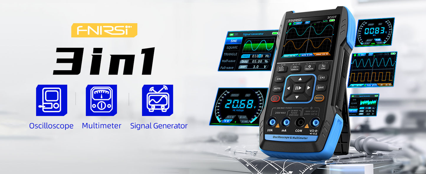 Tvåkanals 3-i-1 digital oscilloskopmultimeter Dual CH-funktionssignalgenerator