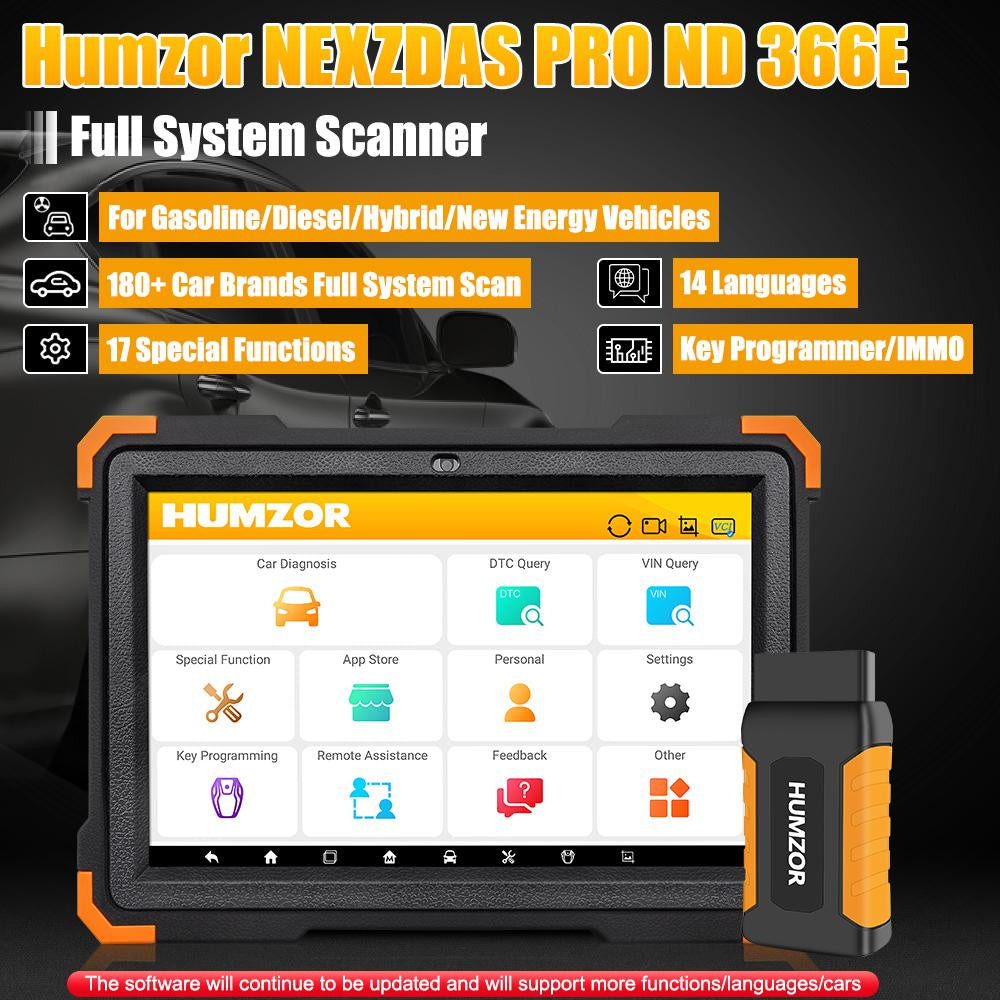 Humzor NexzDAS ND366 Elite All System OBD2 bil diagnose værktøj Auto kodelæser med special funktioner