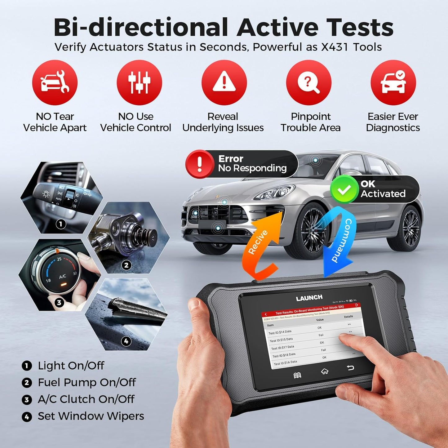 LAUNCH X431 Creader Elite 2.0 FGC OBD2-scanner, tovejs scannings værktøj til Ford, GM og Chrysler serien, ECU-kodning, livslang GRATIS opdatering - LifafaDenmark Aps