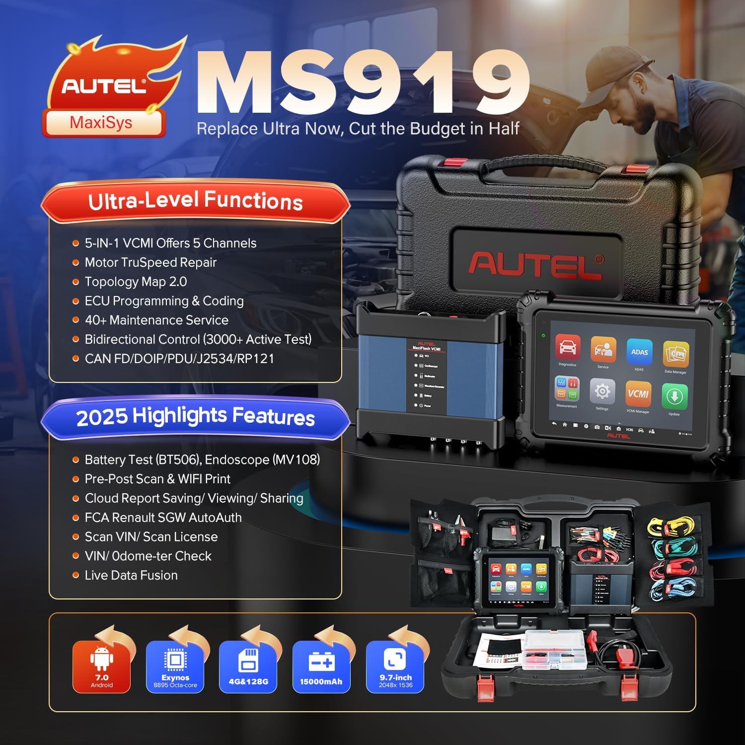 Autel MaxiSys MS919 scanner, top intelligent scannings værktøj som Ultra - LifafaDenmark Aps
